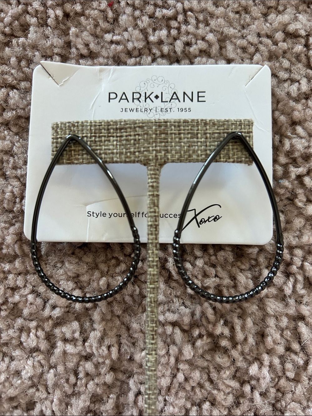 Park Lane Gunmetal Teardrop Hoop Earrings